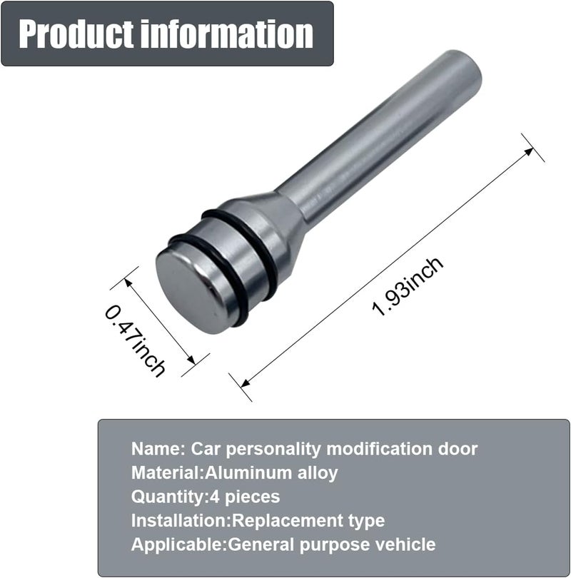 ZIMISI 4PCS Car Door Lock Knobs, 1.93" x 0.47" Safety Door Lock Cover, Aluminum Alloy Car Inner Door Pull Pins Replacement, Door Lift Bolt Decorative Accessory for Cars, SUVs, Trucks (Grey) - Image 2